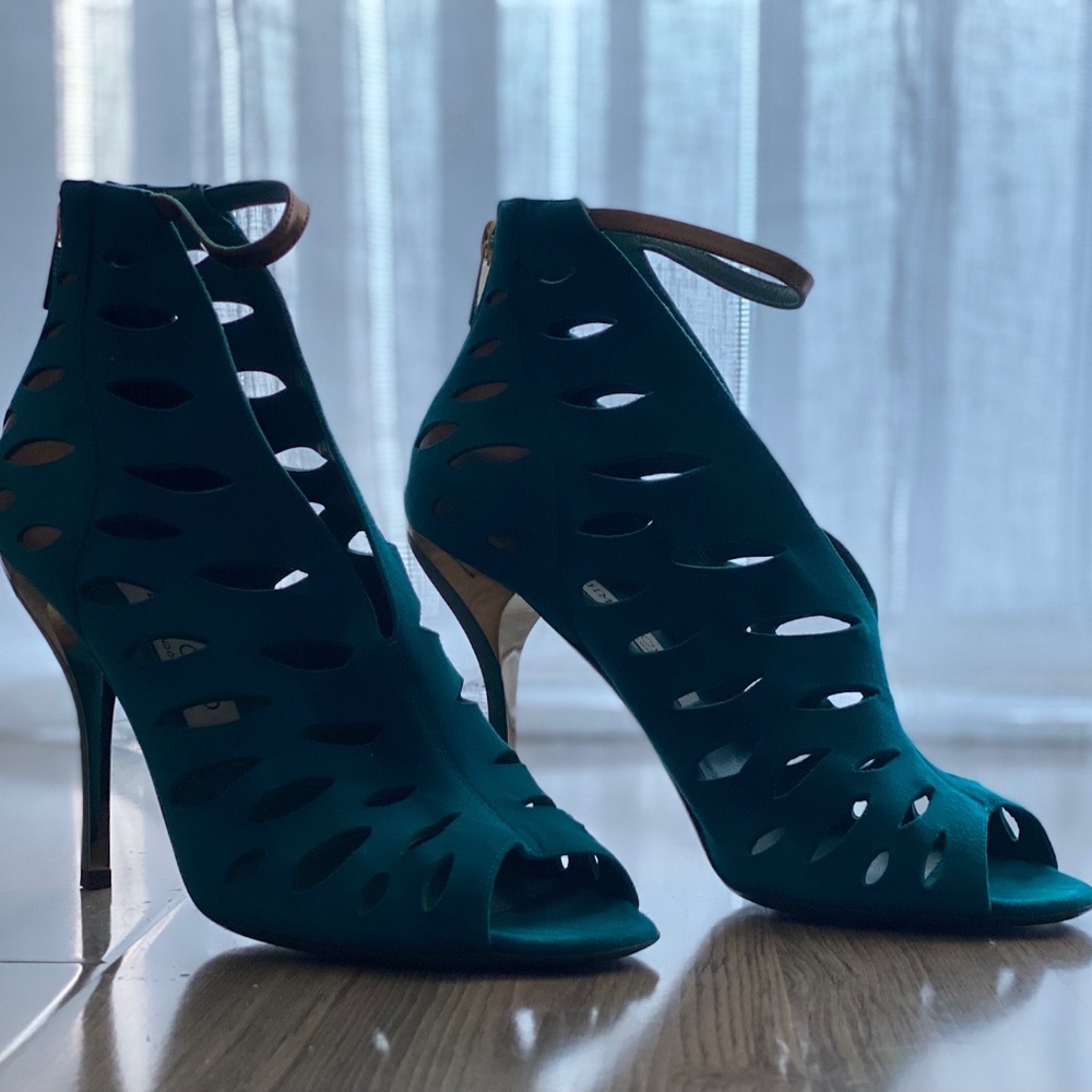 Jimmy Choo Tamber Suede laser cutout sandal